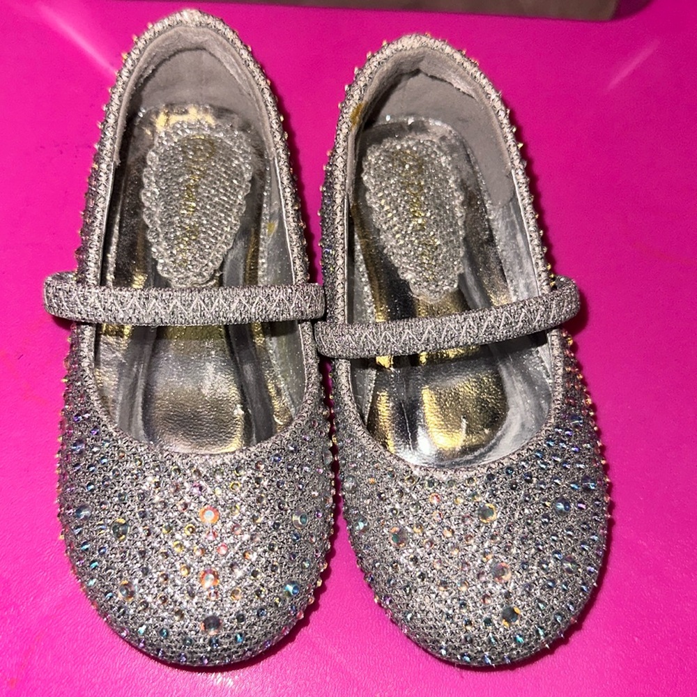 Toddler girl dress shoes silver glittery